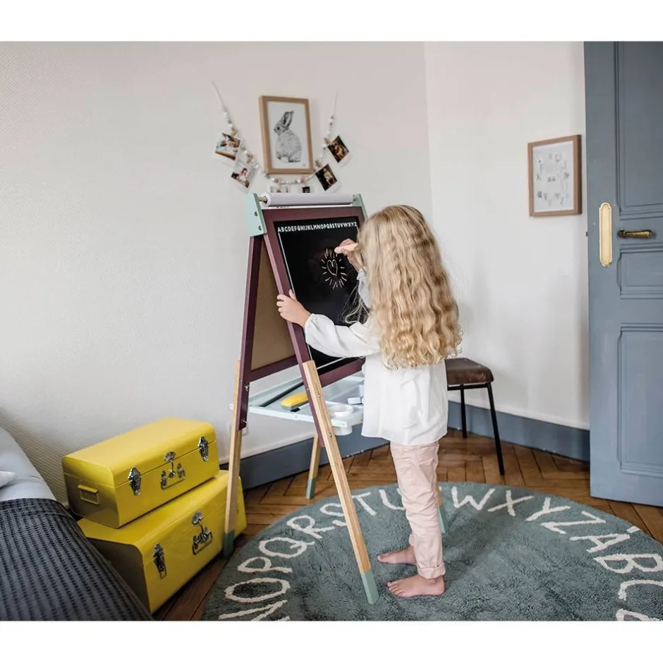 tableau_rglable_taupe_et__6.webp Janod Lettres, Écriture Et Langage>Tableau Réglable Taupe et Vert en Bois pour Enfant