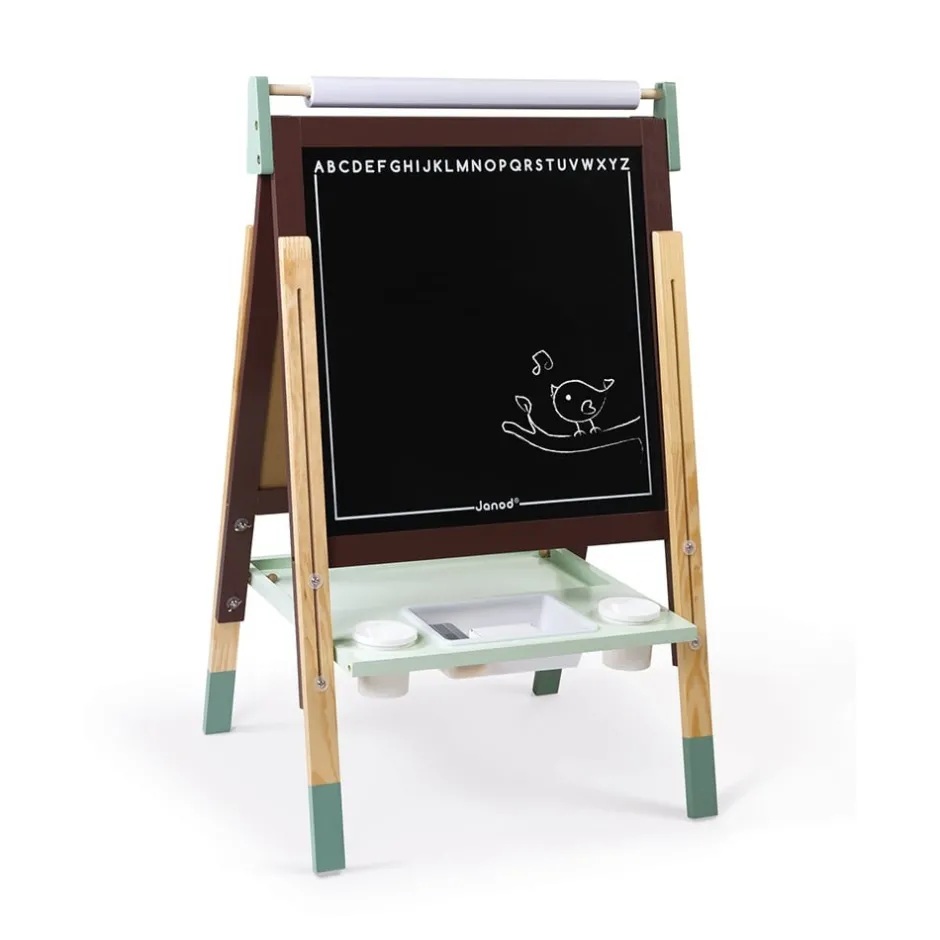 tableau_rglable_taupe_et__8.webp Janod Lettres, Écriture Et Langage>Tableau Réglable Taupe et Vert en Bois pour Enfant