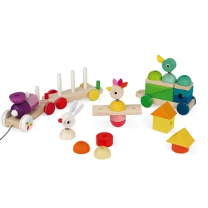 Janod Jouets À Tirer Et À Pousser>Train Géant Empilable à Tirer Zigolos Bois Bébé