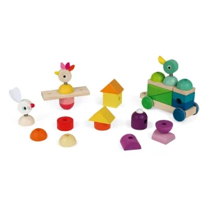 Janod Jouets À Tirer Et À Pousser>Train Géant Empilable à Tirer Zigolos Bois Bébé