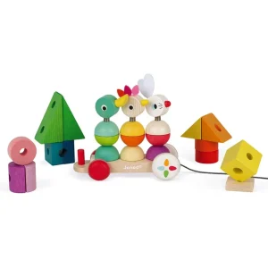 Janod Jouets À Tirer Et À Pousser>Train Géant Empilable à Tirer Zigolos Bois Bébé