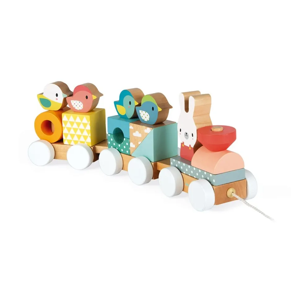 train_pure_empilable__tir_4.webp Janod Jouets À Tirer Et À Pousser>Train Pure Empilable à Tirer en Bois pour Bébé