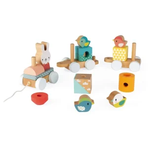 Janod Jouets À Tirer Et À Pousser>Train Pure Empilable à Tirer en Bois pour Bébé