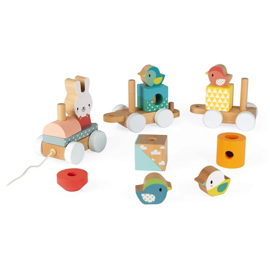 train_pure_empilable__tir_6.webp Janod Jouets À Tirer Et À Pousser>Train Pure Empilable à Tirer en Bois pour Bébé