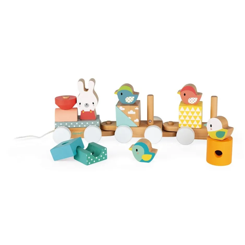 train_pure_empilable__tir_7.webp Janod Jouets À Tirer Et À Pousser>Train Pure Empilable à Tirer en Bois pour Bébé